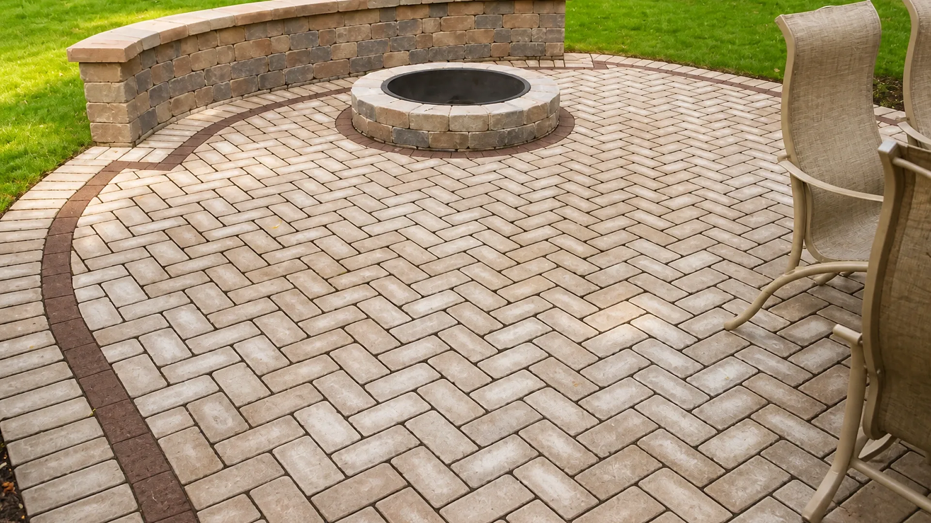 Best pavers Polk County FL fire pit patio with decorative brick layout Best pavers Polk County FL fire pit patio with decorative brick layout