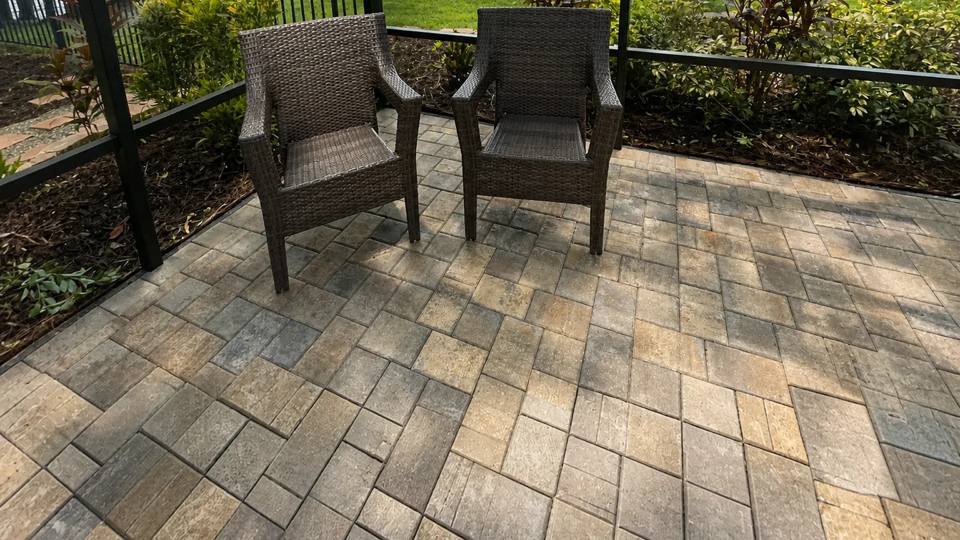 Outdoor living space designed with backyard drainage solutions in Lakeland FL.webp