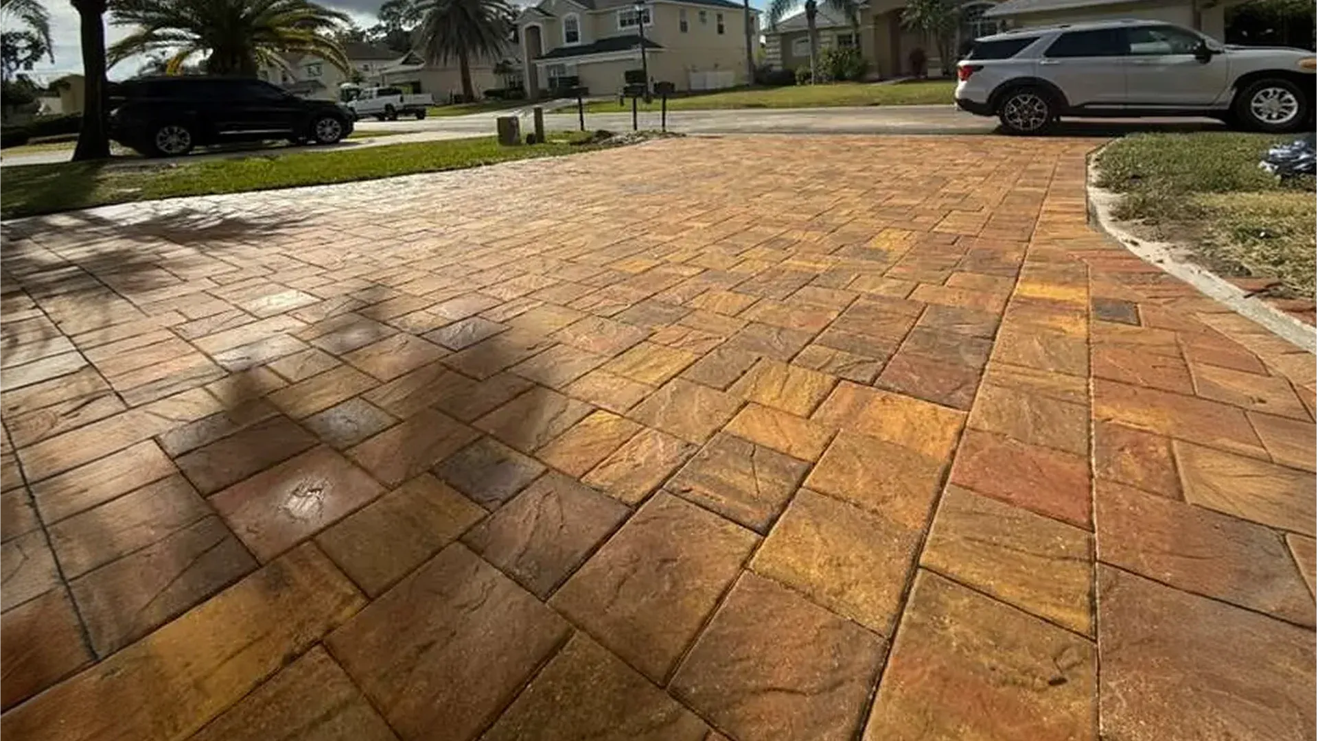 AllBrick Pavers completed herringbone driveway pavers installation in Winter Haven FL