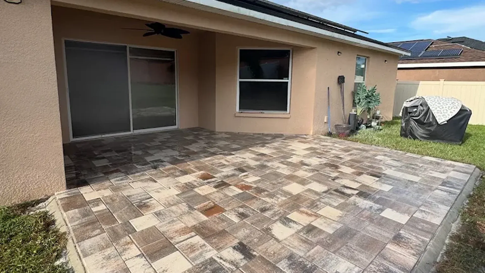 AllBrick Pavers patio pavers installation in backyard of residential property in Central Florida