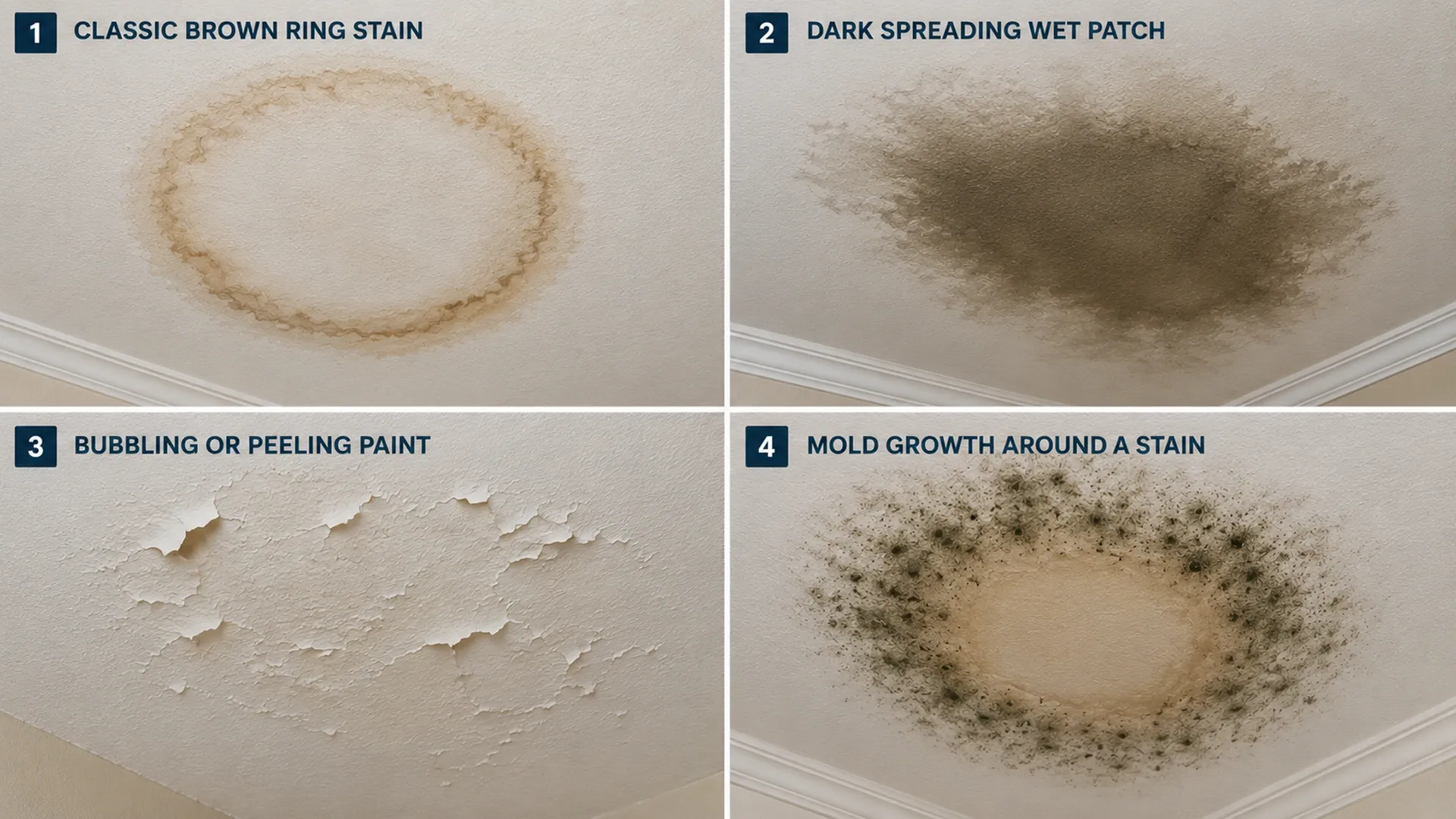 Types of ceiling water staind and water damage signs on ceiling Types of ceiling water staind and water damage signs on ceiling